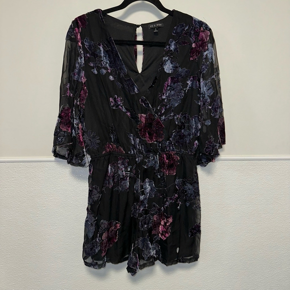 Women's AS U WISH Jumpsuit Romper, M, Black and Purple Shorts - Picture 1 of 10